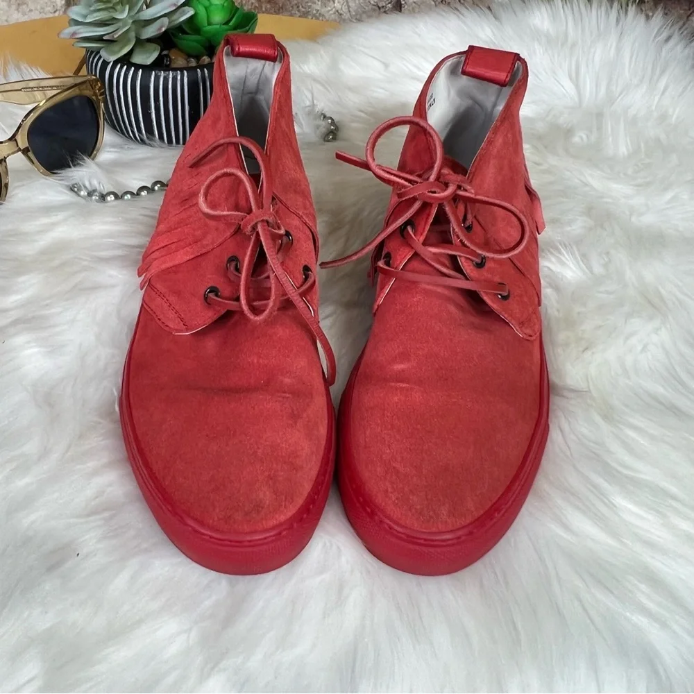 DEL TORO Men's Italian Vibrant Red Chukka Boots/Sneakers with Suede Finish, 7